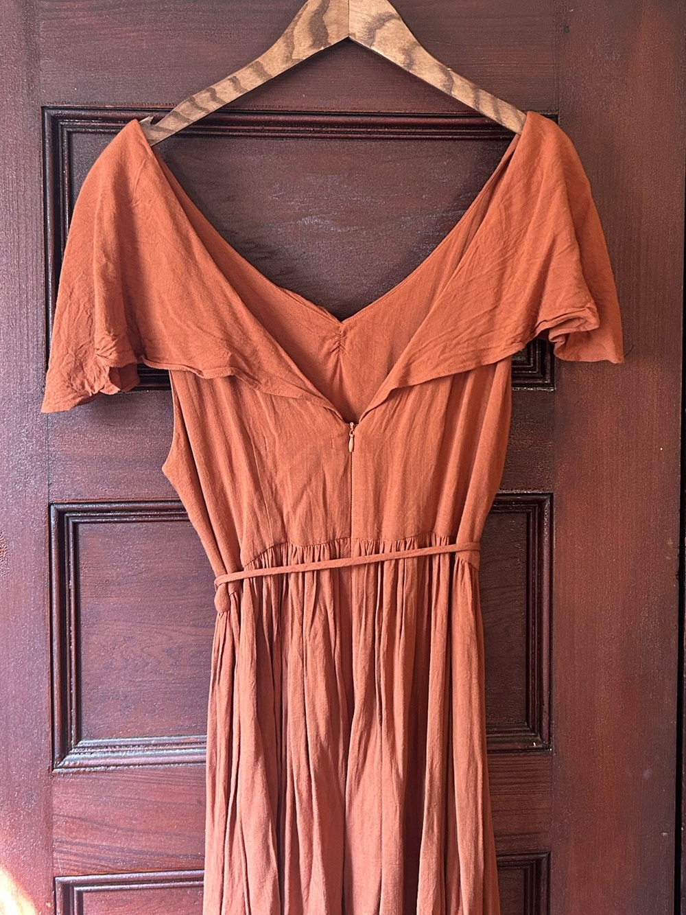 Christy Dawn Monarch Midi Dress in Rust Boho Cottagecore Flutter Sleeve Size XL - Picture 6 of 9